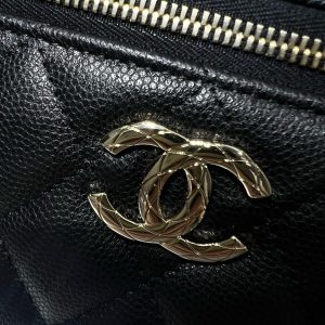 CC 25S Small Vanity 17cm Black Grained Calfskin Light Gold Hardware