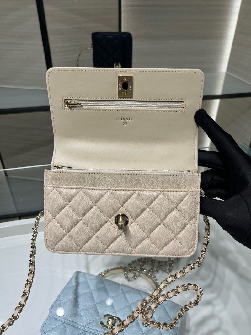 cc 25S Woc Top Handle 19cm Beige Grained Calfskin Light Gold Hardware