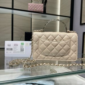 cc 25S Woc Top Handle 19cm Beige Grained Calfskin Light Gold Hardware