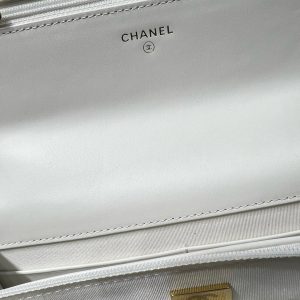 cc 25S Woc Top Handle 19cm White Grained Calfskin Light Gold Hardware