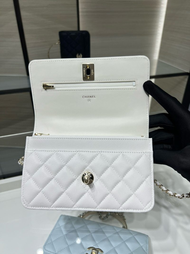 cc 25S Woc Top Handle 19cm White Grained Calfskin Light Gold Hardware