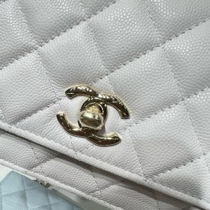 cc 25S Woc Top Handle 19cm White Grained Calfskin Light Gold Hardware