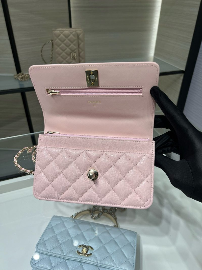 cc 25S Woc Top Handle 19cm Pink Grained Calfskin Light Gold Hardware