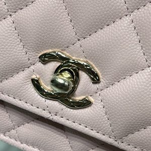 cc 25S Woc Top Handle 19cm Pink Grained Calfskin Light Gold Hardware