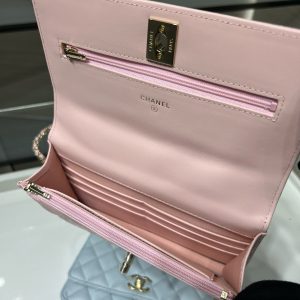 cc 25S Woc Top Handle 19cm Pink Grained Calfskin Light Gold Hardware