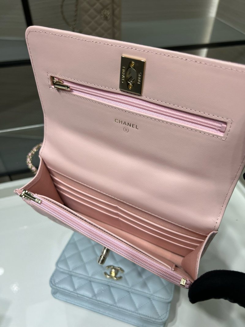 cc 25S Woc Top Handle 19cm Pink Grained Calfskin Light Gold Hardware