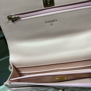 cc 25S Woc Top Handle 19cm Pink Grained Calfskin Light Gold Hardware