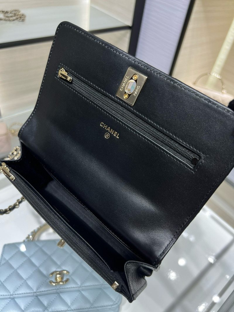 cc 25S Woc Top Handle 19cm Black Grained Calfskin Light Gold Hardware