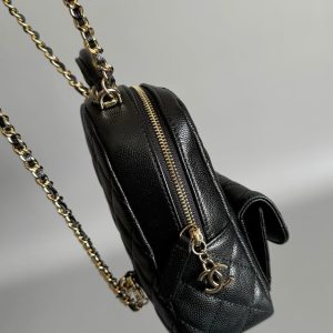 CC MINI 18 BACKPACK BLACK CAVIAR LIGHT GOLD HARDWARE