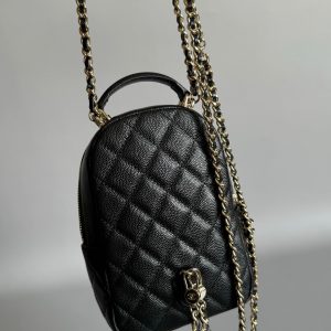 CC MINI 18 BACKPACK BLACK CAVIAR LIGHT GOLD HARDWARE