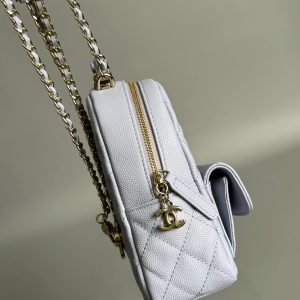 CC MINI 18 BACKPACK WHITE CAVIAR LIGHT GOLD HARDWARE