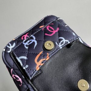 CC BACKPACK 18CM BLACK & MANY OTHER COLORS PRINTED FABRIC GOLD HARDWARE