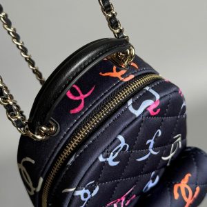 CC BACKPACK 18CM BLACK & MANY OTHER COLORS PRINTED FABRIC GOLD HARDWARE
