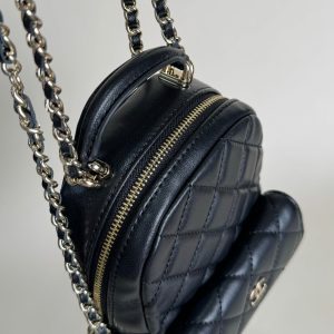 CC MINI 18 BACKPACK BLACK LAMBSKIN LIGHT GOLD HARDWARE