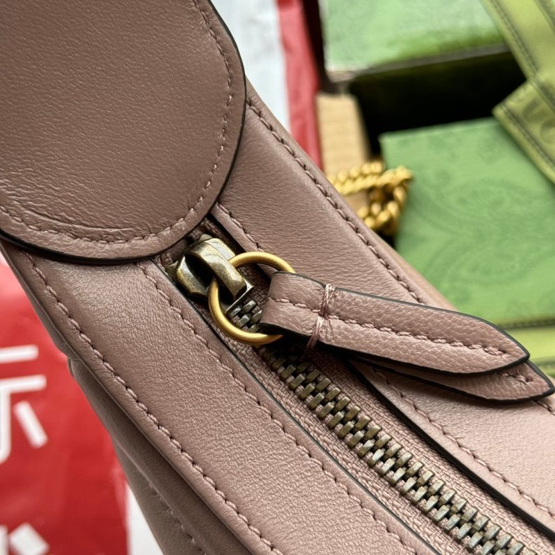 gg marmont half-moon shaped 21cm nude calfskin gold hardware