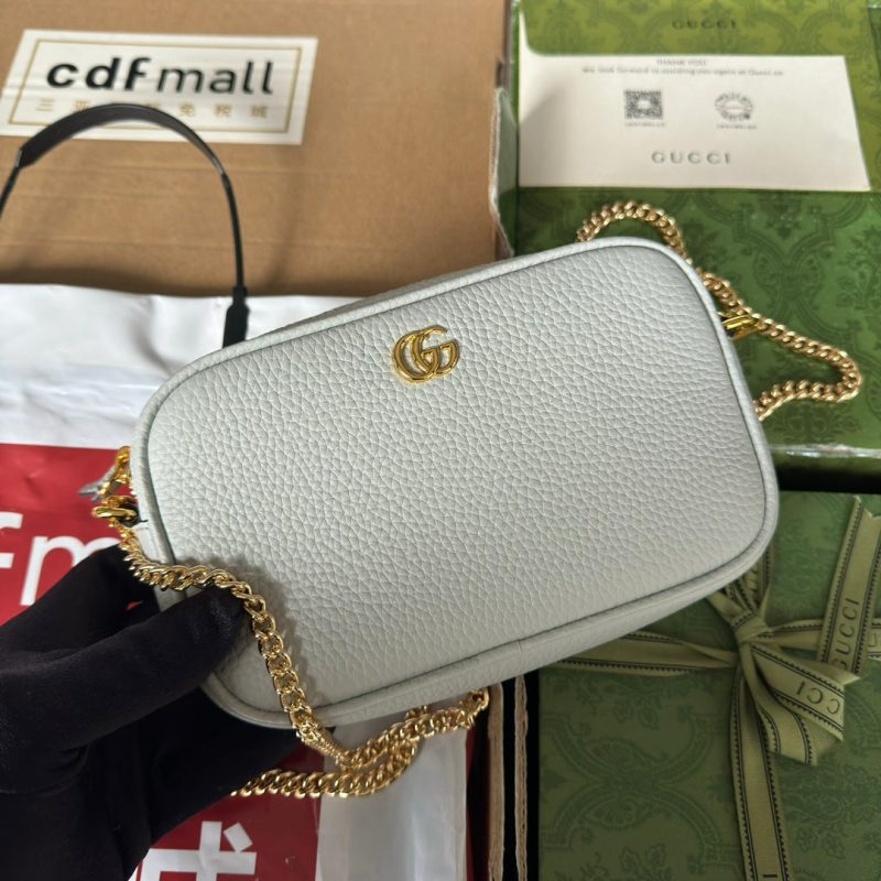 MARMONT MINI SHOULDER BAG 18 IN LIGHT GRAY CALFSKIN GOLD HARDWARE