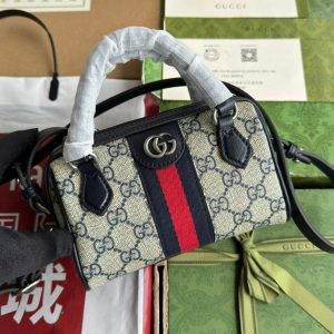 Gucci Ophidia 16.5 Bag Black Ebony Canvas Leather 240092