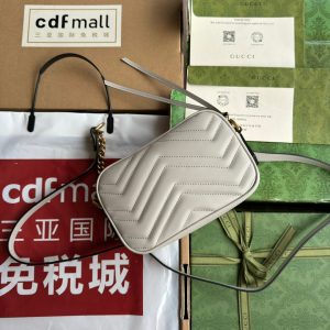 gg marmont mini 18cm zip top cream calfskin gold hardware