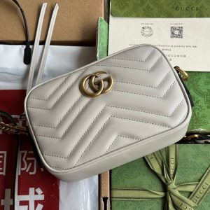 gg marmont mini 18cm zip top cream calfskin gold hardware
