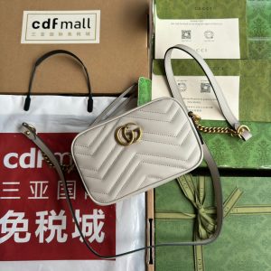 gg marmont mini 18cm zip top cream calfskin gold hardware