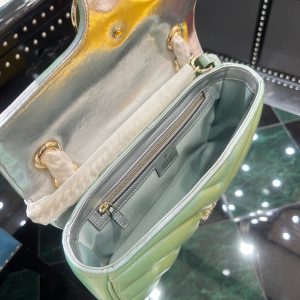 GG MARMONT 26 MEDIUM SHOULDER BAG GREEN IRIDESCENT CALFSKIN