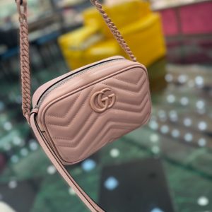 GG MINI 18 MARMONT MATELASSÉ SHOULDER BAG LIGHT PINK CALFSKIN