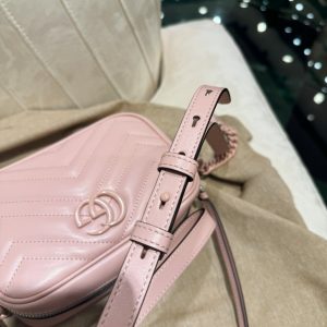 GG MINI 18 MARMONT MATELASSÉ SHOULDER BAG LIGHT PINK CALFSKIN