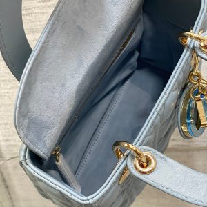 LADY MINI BAG 20 IN CERULEAN BLUE LAMBSKIN