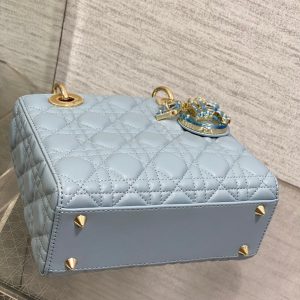 LADY MINI BAG 20 IN CERULEAN BLUE LAMBSKIN