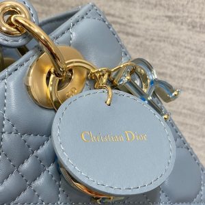 LADY MINI BAG 20 IN CERULEAN BLUE LAMBSKIN
