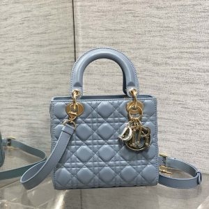 LADY MINI BAG 20 IN CERULEAN BLUE LAMBSKIN