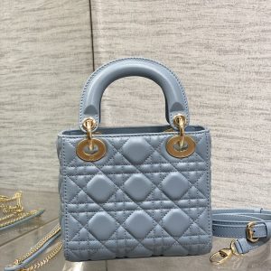 LADY MINI BAG 17 IN CERULEAN BLUE LAMBSKIN