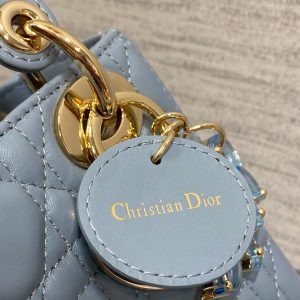 LADY MINI BAG 17 IN CERULEAN BLUE LAMBSKIN