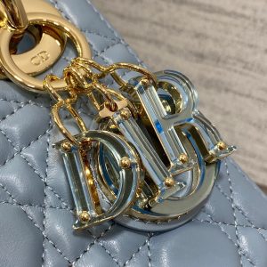 LADY MINI BAG 17 IN CERULEAN BLUE LAMBSKIN