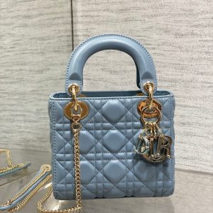 LADY MINI BAG 17 IN CERULEAN BLUE LAMBSKIN