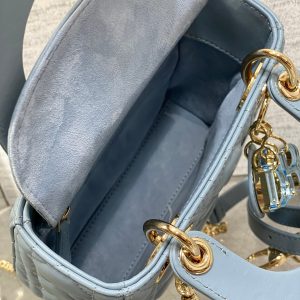 LADY MINI BAG 17 IN CERULEAN BLUE LAMBSKIN