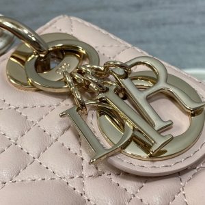 mini lady 17 pink white lambskin