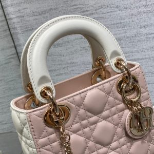 mini lady 17 pink white lambskin