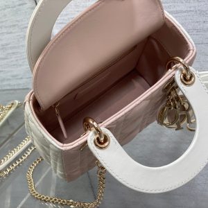 mini lady 17 pink white lambskin