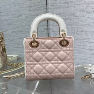 mini lady 17 pink white lambskin