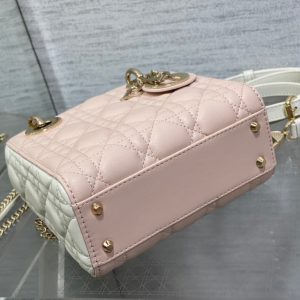 mini lady 17 pink white lambskin