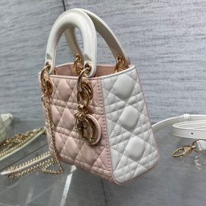 mini lady 17 pink white lambskin