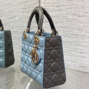 CD Lady Dior Bag Blue Grey Sheepskin 214235
