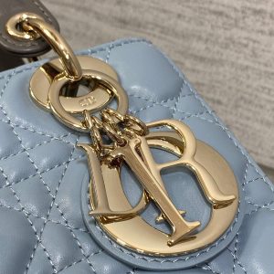 CD Lady Dior Bag Blue Grey Sheepskin 214235