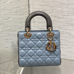CD Lady Dior Bag Blue Grey Sheepskin 214235