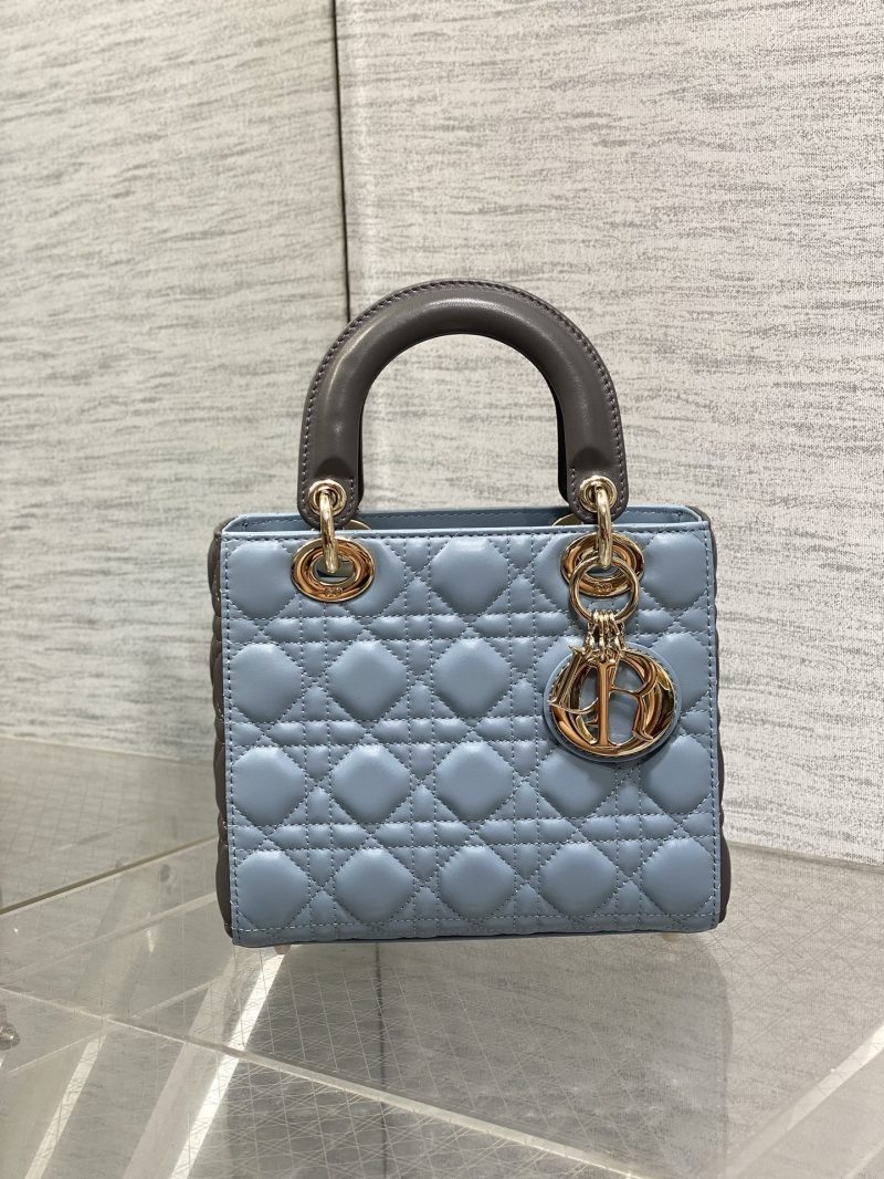 CD Lady Dior Bag Blue Grey Sheepskin 214235