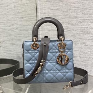 CD Lady Dior Bag Blue Grey Sheepskin 214235