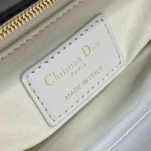 mini lady 17 white black lambskin