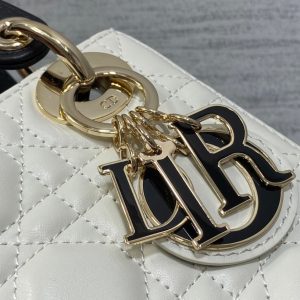 mini lady 17 white black lambskin