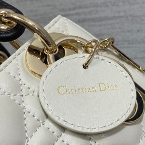 mini lady 17 white black lambskin